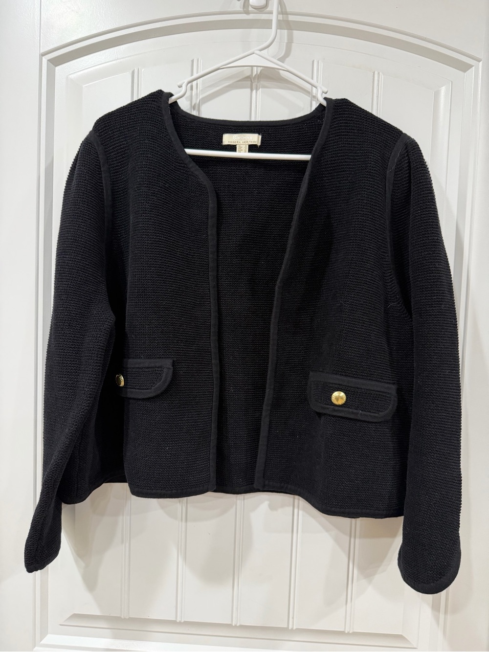 NWOT Barbour Loretta Knit Black Open-Front Lady Jacket with Gold Button Accents - Picture 3 of 9